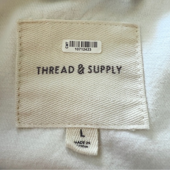 Thread Supply Denim Dress Blue Light Wash Size Large Pockets Western Long Sleeve - Picture 3 of 13